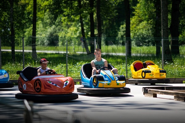 Bumper cars in Lithuania amusement park .