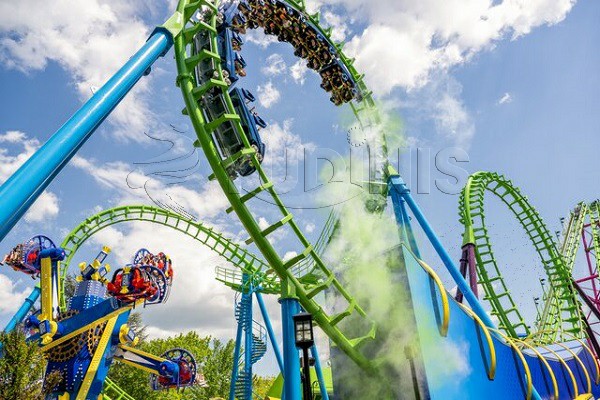 amusement rides in a compact park